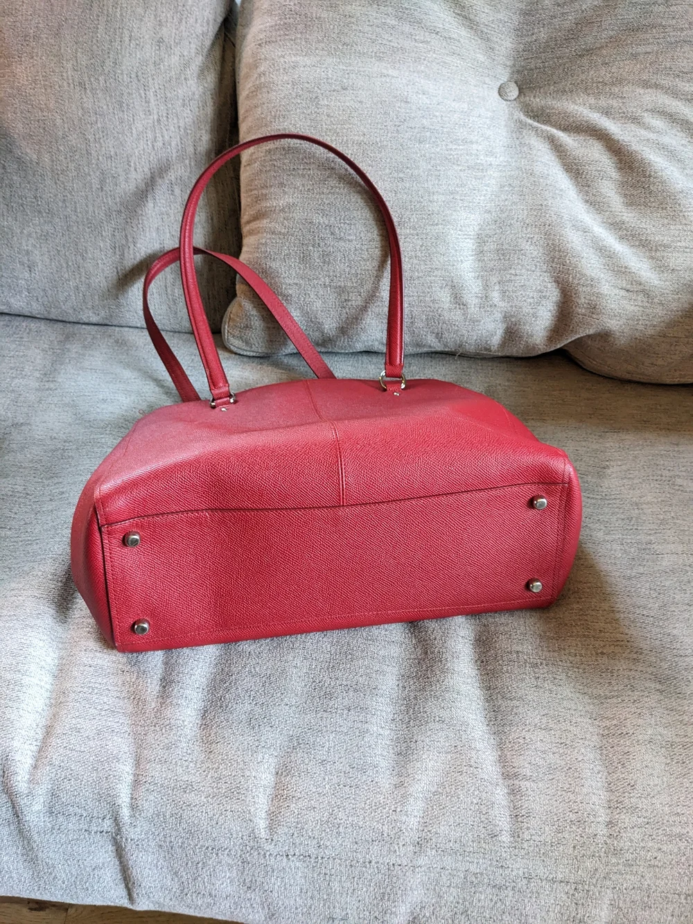 Coach Red Leather Satchel with Tag and Dual Handles